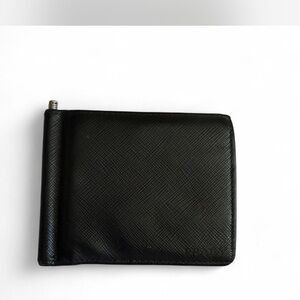 PRADA Black Leather Money Clip Wallet